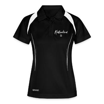 Küstenkind - Frauen Polo atmungsaktiv - Schwarz/Weiß - Vorne