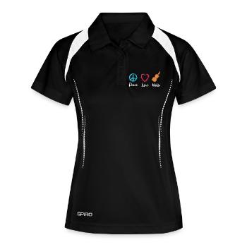 Frieden Liebe Geige - Frauen Polo atmungsaktiv - Schwarz/Weiß - Vorne