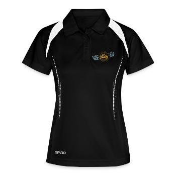 Vaterliebe mit Flügelmotiv - Frauen Polo atmungsaktiv - Schwarz/Weiß - Vorne