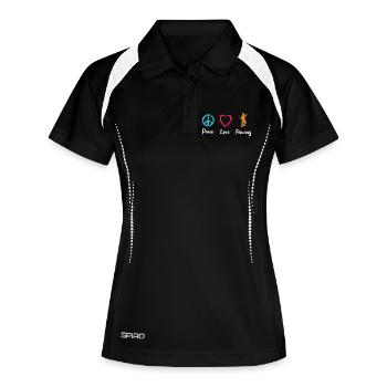 Frieden Liebe Fechten - Frauen Polo atmungsaktiv - Schwarz/Weiß - Vorne