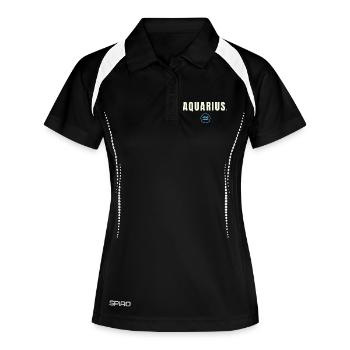 AQUARIUS. Minimalist Zodiac Success Edition - Frauen Polo atmungsaktiv - Schwarz/Weiß - Vorne