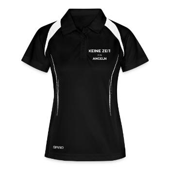 Keine Zeit – Bin angeln | Angler Humor - Frauen Polo atmungsaktiv - Schwarz/Weiß - Vorne