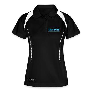ELECTRICIAN - Frauen Polo atmungsaktiv - Schwarz/Weiß - Vorne