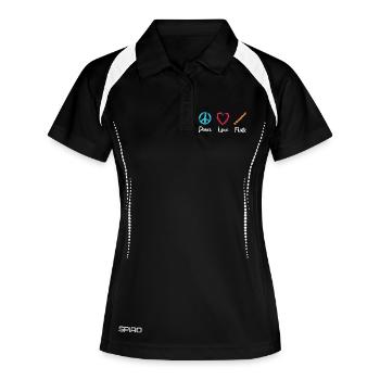 Flûte d’amour de paix - Polo respirant Femme - noir/blanc - Devant