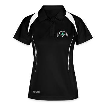 Cœur Voile – Passion Bateau - Polo respirant Femme - noir/blanc - Devant