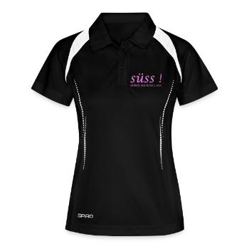 Süss! einfach nur richtig süss Schriftzug - Frauen Polo atmungsaktiv - Schwarz/Weiß - Vorne