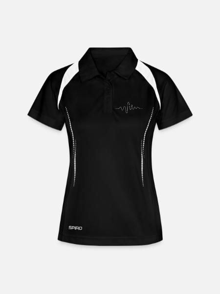 Schallwellen Linienkunst - Frauen Polo atmungsaktiv - Schwarz/Weiß