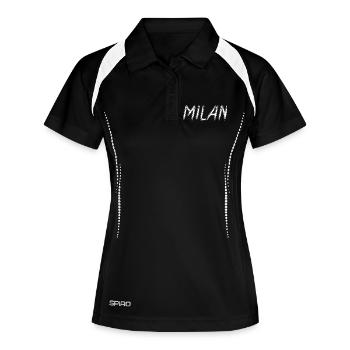 Milan Italy - White Grunge Brush Typography - Women's Polo breathable - black/white - Front