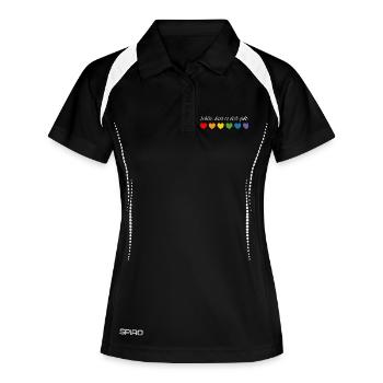 Regenbogenherzchen schoen dass es dich gibt white - Frauen Polo atmungsaktiv - Schwarz/Weiß - Vorne