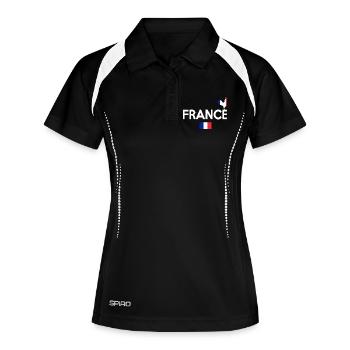 Coq Tricolore Illustration pour Passionnés - Polo respirant Femme - noir/blanc - Devant