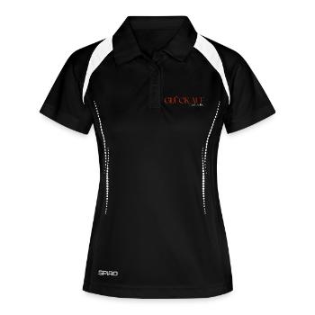 Erzgebirgische Mundart - Frauen Polo atmungsaktiv - Schwarz/Weiß - Vorne