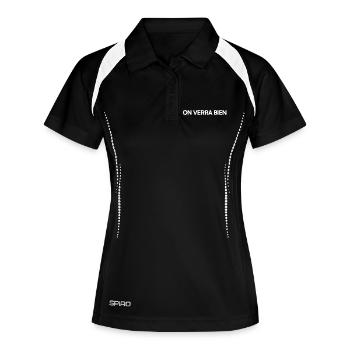 ON VERRA BIEN | Expression humour minimaliste - Polo respirant Femme - noir/blanc - Devant