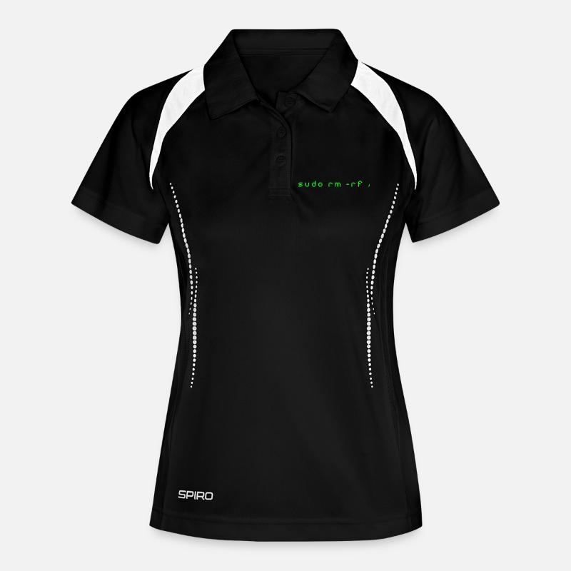 T-shirt Linux rm -rf - Commande Admin Sys & Dév - Polo respirant Femme - noir/blanc