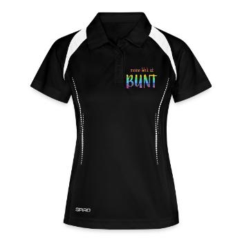 Meine Welt ist bunt - Regenbogen -fröhlich - Frauen Polo atmungsaktiv - Schwarz/Weiß - Vorne
