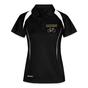 Radfahrer Spruch lustig Rennrad - Frauen Polo atmungsaktiv - Schwarz/Weiß - Vorne
