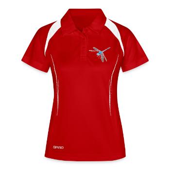 Libelle - Frauen Polo atmungsaktiv - Rot/Weiß - Vorne