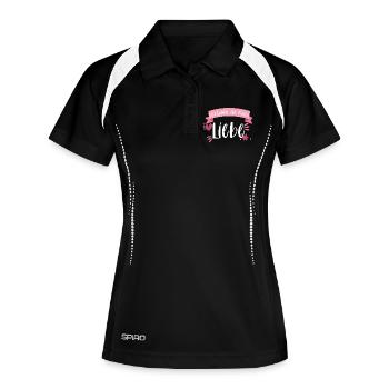 Klettern Bouldern Boulderin Berge Geschenk - Frauen Polo atmungsaktiv - Schwarz/Weiß - Vorne