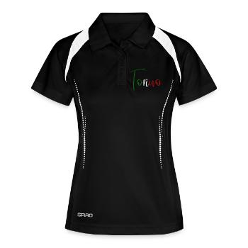 Amo Torino, elegantes minimalistisches Design - Frauen Polo atmungsaktiv - Schwarz/Weiß - Vorne