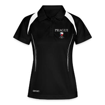Prag, Tschechische Republik, Souvenir Prag - Frauen Polo atmungsaktiv - Schwarz/Weiß - Vorne