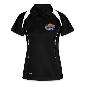 Retro Forever Neon 80er Vibe - Frauen Polo atmungsaktiv - Schwarz/Weiß - Vorne