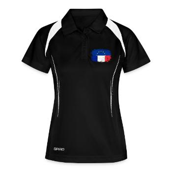 Pinselstrich EU Frankreich Flagge Mashup - Frauen Polo atmungsaktiv - Schwarz/Weiß - Vorne