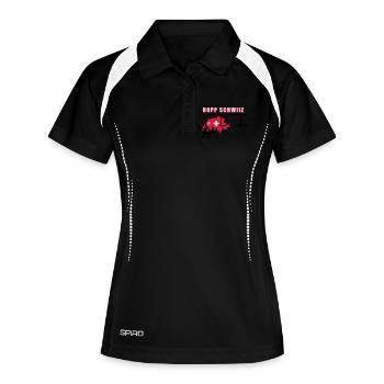 Hopp Schwiiz - Frauen Polo atmungsaktiv - Schwarz/Weiß - Vorne