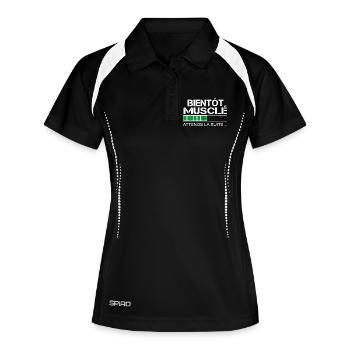 Bientot musclé (blanc et vert) - Polo respirant Femme - noir/blanc - Devant