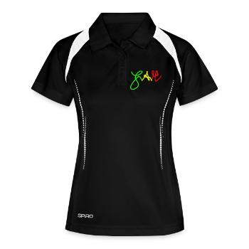 Jah en Trio couleurs Rouge Or Vert - Polo respirant Femme - noir/blanc - Devant