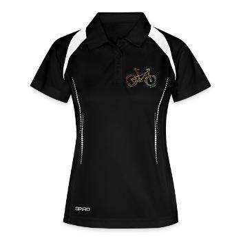 Croquis de vélo de montagne vintage - Polo respirant Femme - noir/blanc - Devant