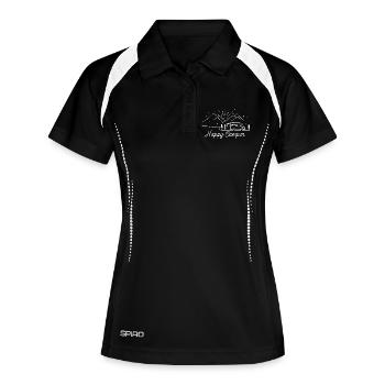 Camping Campfire Camper Outdoor Nature Mountains - Women's Polo breathable - black/white - Front