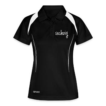 60 sechzig 60. Geburtstag Geschenk - Frauen Polo atmungsaktiv - Schwarz/Weiß - Vorne