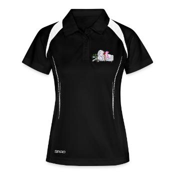 Wunderbares Einhorn mit Fee - Frauen Polo atmungsaktiv - Schwarz/Weiß - Vorne