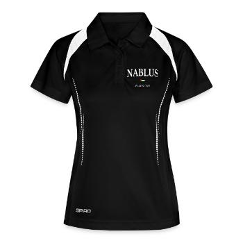 Nablus Palästina - Frauen Polo atmungsaktiv - Schwarz/Weiß - Vorne