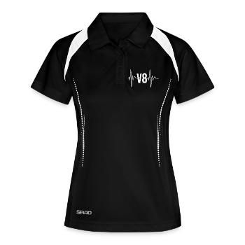 V8 Heartbeat Us Car Liebhbaber Motif - Polo respirant Femme - noir/blanc - Devant