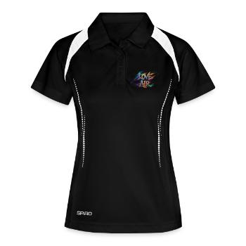Farbenfrohe Liebesluft-Text-Gemälde - Frauen Polo atmungsaktiv - Schwarz/Weiß - Vorne