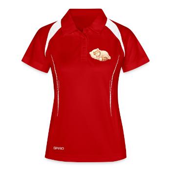 Le chat dort - Polo respirant Femme - rouge/blanc - Devant