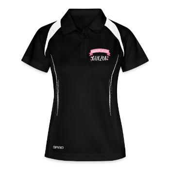 Pferd Reiten Pferdehaar Pferde Glitzer Geschenk - Frauen Polo atmungsaktiv - Schwarz/Weiß - Vorne
