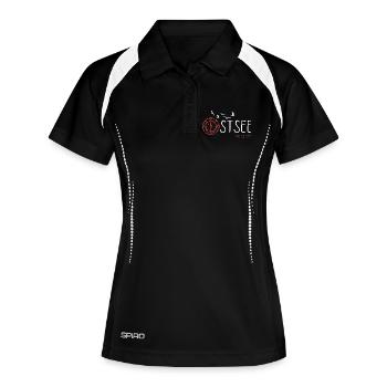 Ostseeküste - Meerliebe - Frauen Polo atmungsaktiv - Schwarz/Weiß - Vorne