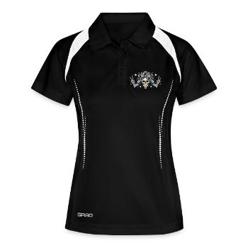 Crâne avec fanfare à carreaux - Polo respirant Femme - noir/blanc - Devant
