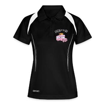 Reine du VR - Reine du campeur - Polo respirant Femme - noir/blanc - Devant