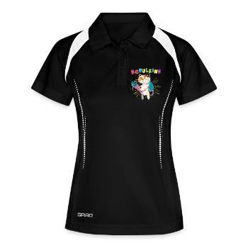 Schulstart 2023 - Design für Deinen ABC-Schützen - Frauen Polo atmungsaktiv - Schwarz/Weiß - Vorne