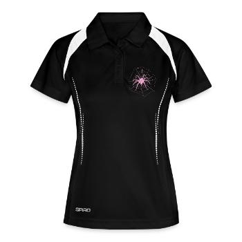 Spinne im Netz Halloween - Frauen Polo atmungsaktiv - Schwarz/Weiß - Vorne