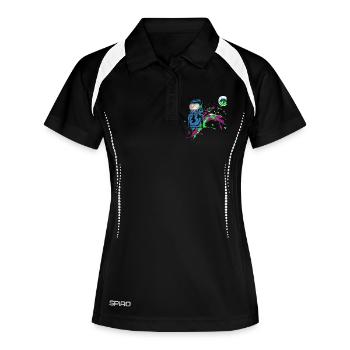 Neon Astronaut Party Design Spraykunst Blickfänger - Frauen Polo atmungsaktiv - Schwarz/Weiß - Vorne