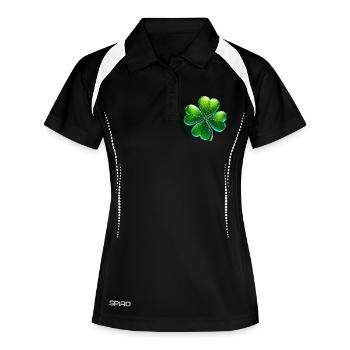 Trèfle à quatre feuilles - Polo respirant Femme - noir/blanc - Devant