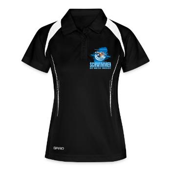 Schwimmen ist meine Medizin - Frauen Polo atmungsaktiv - Schwarz/Weiß - Vorne
