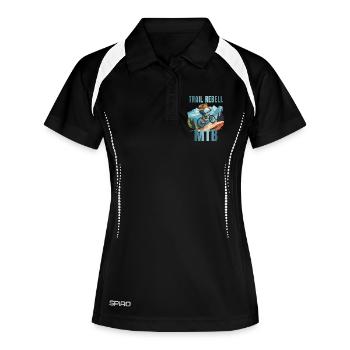Mountainbike - Trail Rebell - Frauen Polo atmungsaktiv - Schwarz/Weiß - Vorne
