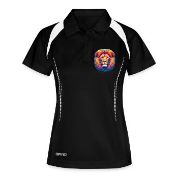Löwe - Frauen Polo atmungsaktiv - Schwarz/Weiß - Vorne
