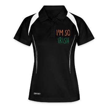 JE SUIS TELLEMENT IRLANDAIS Irlande Irlande - Polo respirant Femme - noir/blanc - Devant