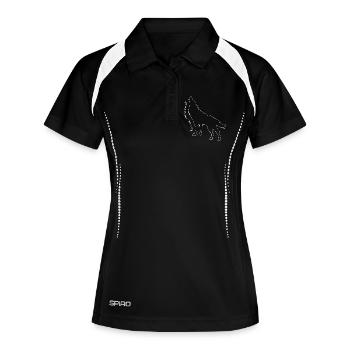 Heulender Wolf Linie Kunst Design - Frauen Polo atmungsaktiv - Schwarz/Weiß - Vorne