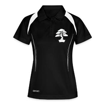 Zen Bonsai Silhouette - Frauen Polo atmungsaktiv - Schwarz/Weiß - Vorne
